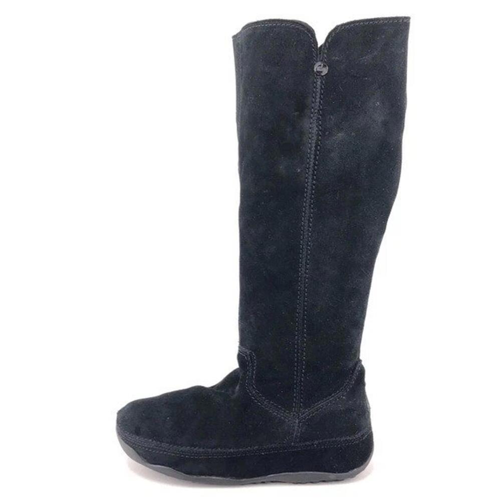 FITFLOP Superboot Tall Black Suede Knee-High Pull On Womens Boots SIZE 8